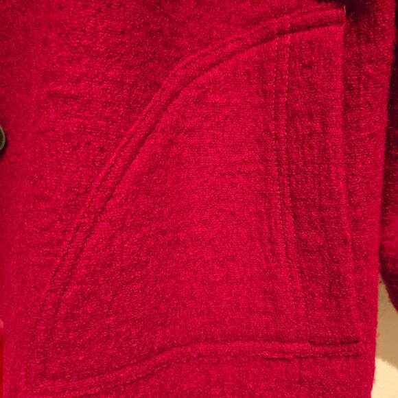 NorthStyle Red Boiled Wool Button-Up Jacket with Artisan Button Detail, Size 2X - Picture 5 of 8